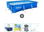 Piscina Steel Pro Rettangolare Bestway - 300 X 201 X 66 Cm - Blu - Include Tenda Da Sole - Pacchetto Manutenzione - Pompa - Kit Di Pulizia