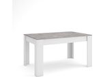 Tavolo Da Pranzo, 140X90X76Cm, Per 6 Persone, Tavolo Cucina, Cemento E Bianco