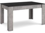 Tavolo Da Pranzo, 140X90X76Cm, Per 6 Persone, Tavolo Cucina, Nero E Cemento