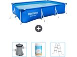 Piscina Bestway Steel Pro Rettangolare - 300 X 201 X 66 Cm - Blu - Include Pompa - Cloro - Scaletta