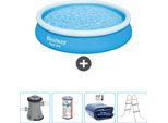 Piscina Gonfiabile Rotonda Bestway Ad Ambientazione Rapida - 366 X 76 Cm - Blu - Compresa Pompa - Filtro - Tenda - Scaletta