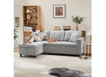 Divano Angolare Merax A 3 Posti Con Funzione Letto, Divano A L Con Box Letto, Divano Tasca Laterale Zona Giorno, Set Divano Letto, Grigio Chiaro