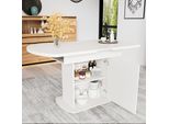 Flieks Tavolo Da Pranzo Allungabile Tavolo Da Cucina Con Vano Portaoggetti, Tavoli Da Pranzo Ovali Tavoli Da Pranzo Con Vano Portaoggetti, 130X70X75Cm, Bianco Oro