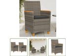 The Living Store Sedie Da Giardino Con Cuscino 2 Pz. Legno Massiccio In Poly Rattan Grigio