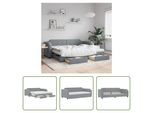 The Living Store Letto Da Giorno Allungabile Con Cassetti Grigio Chiaro 80X200 Cm Tessuto