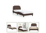 The Living Store Struttura Letto Con Testiera Marrone 80X200 Cm In Ecopelle