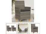 The Living Store Sedie Da Giardino Con Cuscino 2 Pz. Legno Massiccio In Poly Rattan Grigio