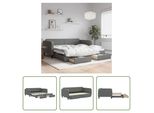 The Living Store Letto Da Giorno Allungabile Con Cassetti Grigio Scuro 100X200 Cm Tessuto
