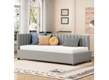 Letto Imbottito Flieks 90X200Cm Con Rete A Doghe, Divano Letto Da Giorno Con Schienale, Letto Singolo Letto Per Ospiti Letto Da Giorno Letto Per Ragazzi Divano Letto, Velluto, Grigio