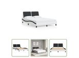 The Living Store Struttura Letto Con Testiera Bianca E Nera 140X190 Cm In Ecopelle