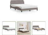 The Living Store Letto Con Materasso Taupe 140X200 Cm In Tessuto