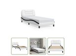 The Living Store Struttura Letto Con Testiera Bianca E Nera 80X200 Cm In Ecopelle