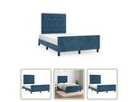 The Living Store Struttura Letto Con Testiera In Velluto Blu Scuro 120X190 Cm
