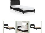 The Living Store Struttura Letto Con Testiera Nera 90X190 Cm In Velluto