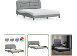 The Living Store Struttura Letto Con Tessuto Led Grigio Chiaro 160X200 Cm