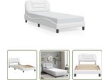 The Living Store Struttura Letto Con Testiera Bianca 90X200 Cm In Ecopelle