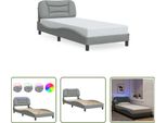 The Living Store Struttura Letto Con Tessuto Led Grigio Chiaro 90X200 Cm