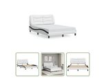 The Living Store Struttura Letto Con Testiera Bianca E Nera 140X190 Cm In Ecopelle