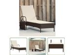 The Living Store Lettino Prendisole Con Rotelle E Cuscino In Rattan Marrone