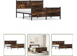 The Living Store Struttura Letto Con Testiera E Pediera In Metallo Rovere Fumé 137X190Cm