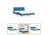 The Living Store Struttura Letto Con Testiera Blu 160X200 Cm In Velluto