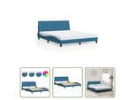 The Living Store Struttura Letto Con Luci Led Blu 160X200 Cm Velluto