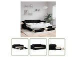 The Living Store Lettino Allungabile Con Cassetti Nero 80X200 Cm In Tessuto