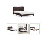 The Living Store Letto Con Materasso In Tessuto Marrone Scuro 140X190 Cm