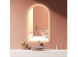 Hoko Specchio Bagno Antiappannamento Led Design Specchio Ad Arco 60X100 Cm Con Cornice In Metallo, Montaggio High+Quer. Specchio Da Bagno Ad Arco+Interruttore A Sfioramento+Bianco Caldo-Bianco Freddo