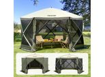 Tenda A Padiglione Pop-Up Vevor, Tenda Pop-Up Con Tettoia A 6 Lati, Protezione Solare 12 X 12 Piedi, Tenda A Montaggio Rapido Con Zanzariera, Verde Militare