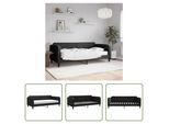 The Living Store Daybed Con Materasso Nero 90X200 Cm In Tessuto
