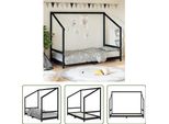 The Living Store Letto Per Bambini Nero 90X190 Cm In Legno Di Pino Massiccio