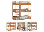 The Living Store Letto A Castello Triplo Marrone Cera 90X200 Cm In Legno Di Pino Massiccio