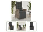 The Living Store Poltrona Da Giardino Con Poggiapiedi Regolabile In Poly Rattan Grigio