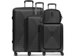 Redolz Carrello Beauty Case Con Scomparto Per Laptop Essentials 14 Trolley Set 4 -Pezzi ( S Exp. Front Pocket + Beauty Case ) Black Metallic Nero