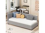 Letto Imbottito Fortuna Lai 90X200Cm, Letto Multifunzionale Con Rete A Doghe Skin-Friendly, Letto Singolo Letto Per Ospiti Letto Da Giorno Letto Per Ragazzi Divano Letto, Velluto, Grigio