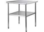 Tavolo Commerciale In Acciaio Inox - 76,2 X 76,2 X 91,4 Cm - Tavolo Da Lavoro In Acciaio Inox A Due Strati - Gastro Set - 226 Kg+136 Kg Di Portata - Tavolo Da Cucina Commerciale - Tavolo Da Preparazione Per Cucina