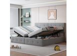 Letto Imbottito Idraulico Flieks 180X200Cm Con Contenitore, Letto Contenitore Con Rete A Doghe, Letto Per Ragazzi Letto Matrimoniale Letto Per Bambini, Velluto, Grigio