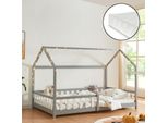 Letto Per Bambini 'Hesel' Con Rete A Doghe Anticaduta 140 X 200 Cm Grigio