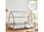 Letto Per Bambini 'Hesel' Con Materasso Anticaduta A Doghe 90 X 200 Cm Grigio