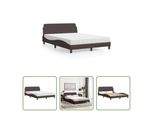 The Living Store Letto Con Materasso In Tessuto Marrone Scuro 140X190 Cm