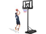 GOPLUS Basketballkorb Outdoor, Korbhöhe von 170 bis 305 cm verstellbar, Basketball Korb mit Rückwand, Basketball Ständer tragbar mit Rollen, Basketball Hoop für Jugendliche und Erwachsene