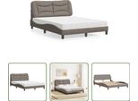 The Living Store Letto Con Materasso Taupe 140X200 Cm In Tessuto