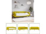 The Living Store Lettino Con Materasso Giallo 100X200 Cm In Velluto