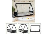 The Living Store Letto Per Bambini Nero 80X200 Cm In Legno Di Pino Massiccio
