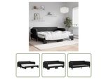 The Living Store Lettino Allungabile Con Materassi Nero 80X200 Cm In Tessuto