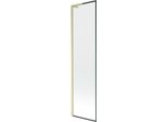 Mexen Next L Paravento Vasca Da Bagno A 1 Anta 50 X 150 Cm, Cornice Nera, Dorato Spazzolato - 895-050-000-03-70-55
