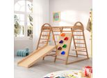 Fortuna Lai Set Multifunzionale Di Sbarre Da Parete Per Bambini, Altalena In Legno, Scala Di Arrampicata, Scivolo Con Piastra Di Arrampicata, Rete Di Arrampicata, Pietra Di Arrampicata In Plastica Per Tutta La Famiglia