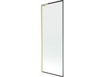 Mexen Next L Paratia Da Vasca A 1 Anta 70 X 150 Cm, Cornice Nera, Oro Spazzolato - 895-070-000-03-70-55