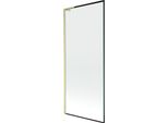 Mexen Next L Paratia Da Bagno A 1 Anta 80 X 150 Cm, Cornice Nera, Oro Spazzolato - 895-080-000-03-70-55